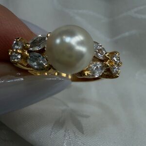 Gorgeous 14K Gold Electroplated cubic zirconia ring